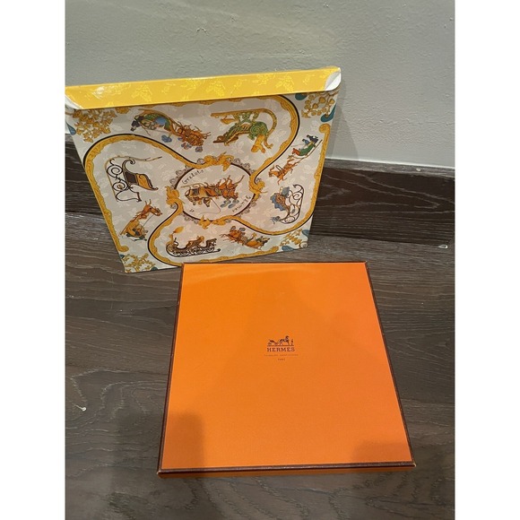 HERMES Paris "Vue du Carosse de la Galere la Reale" Silk Red Blue White Scarf - Picture 3 of 16